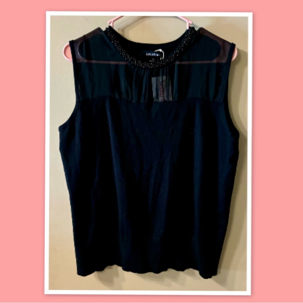 Women’s  Cocobleu Black Sleeveless Beaded Tank